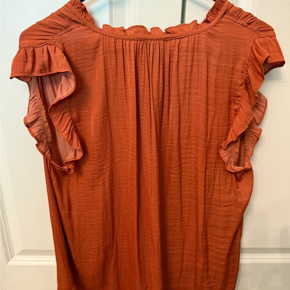 Orange Ruffled Women's Top - Picture 2 of 2